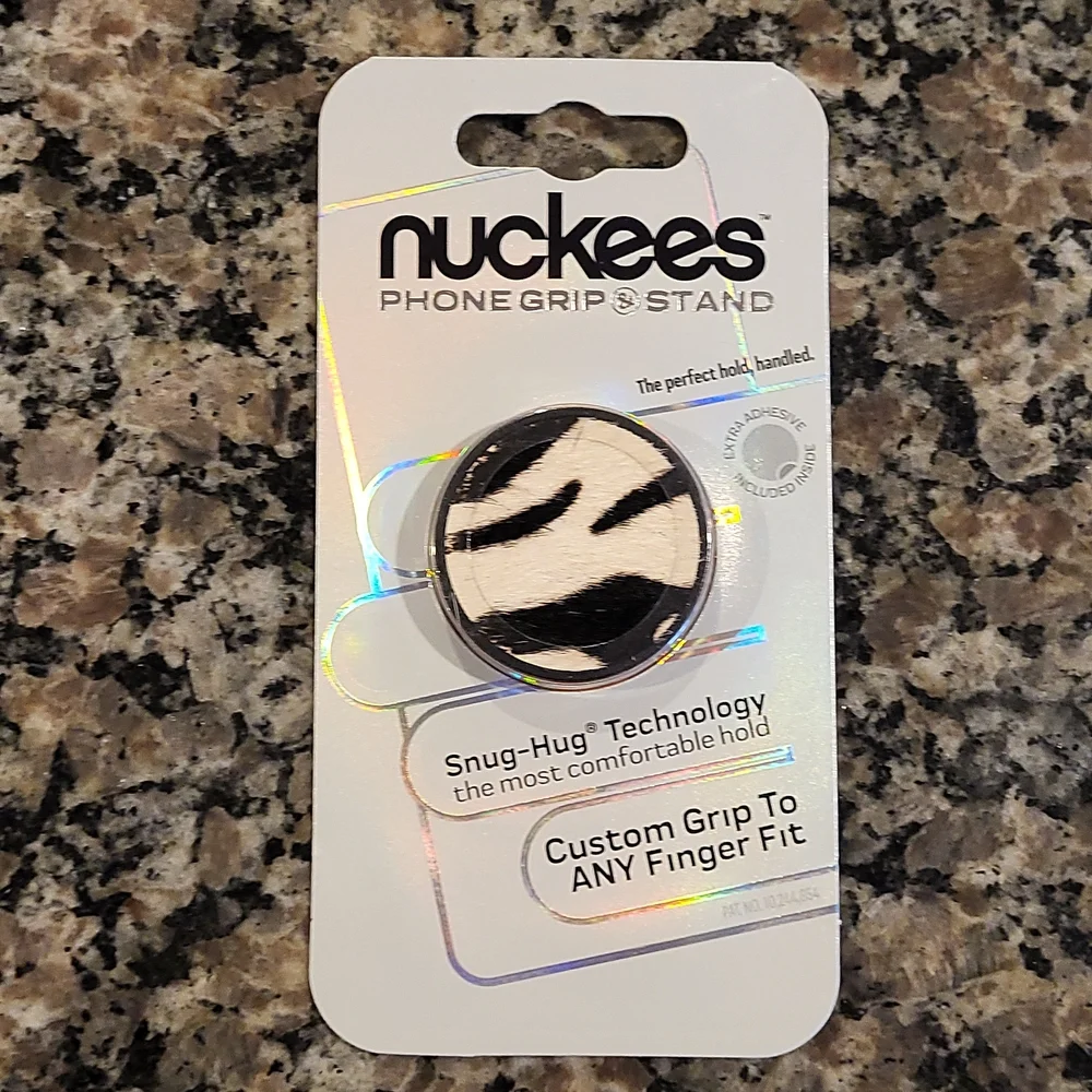 Nuckees Phone Grip & Stand new zebra fabric print W/ Snug hug technology w/stand